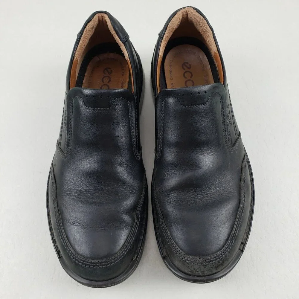 Ecco Fusion Slip On Loafer Shoe Mens 10-10.5 EU 44 Black Leather Casual Comfort